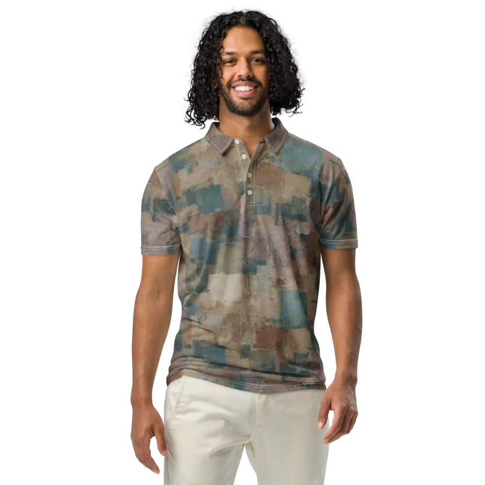 Muted Mosaic on Men's Slim Fit Polo Shirt — Front