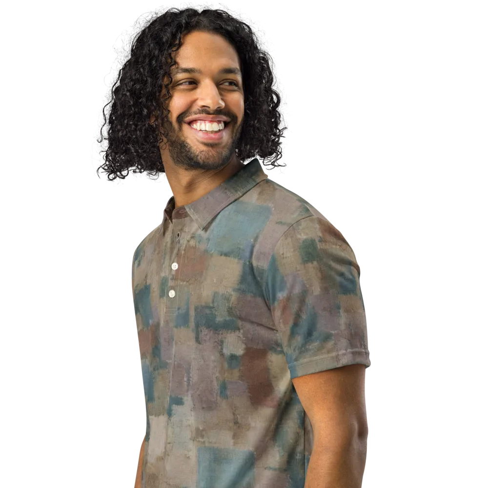 Muted Mosaic on Men's Slim Fit Polo Shirt — Left Front
