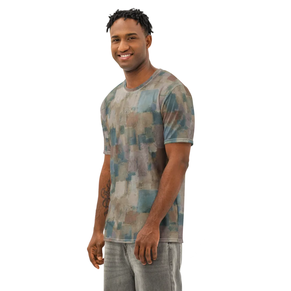 Muted Mosaic on Men's Cotton Crew Neck T-Shirt — Left Front