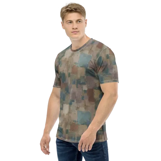 Muted Mosaic on a Men's Crew Neck T-Shirt