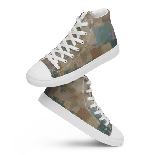 Muted Mosaic on a Men's High Top Canvas Shoes