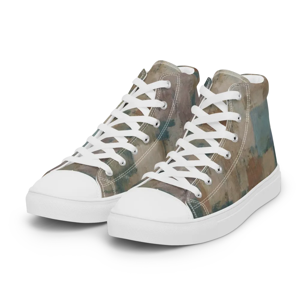 Muted Mosaic on Women's High Top Canvas Shoes — Left Front