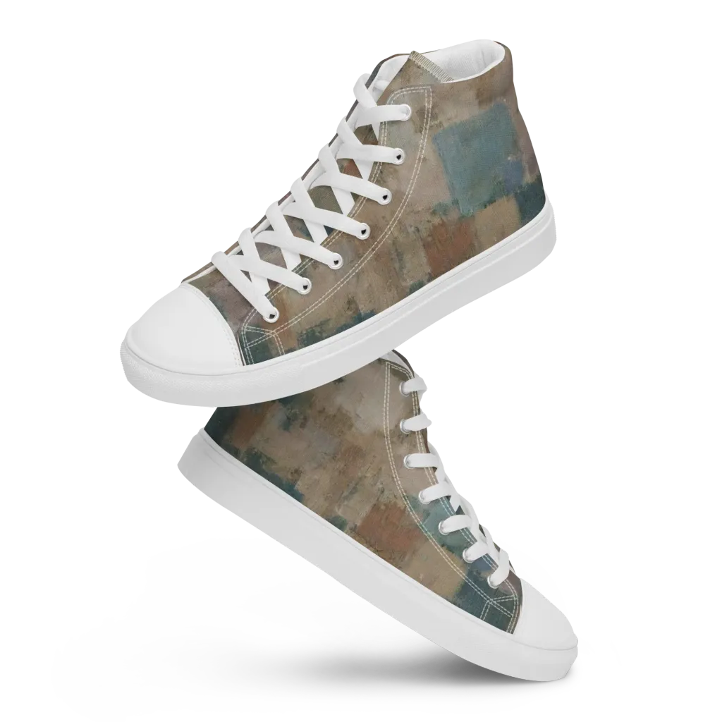 Muted Mosaic on Women's High Top Canvas Shoes — Front