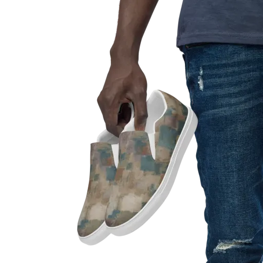 Muted Mosaic on a Men's Slip-On Canvas Shoes