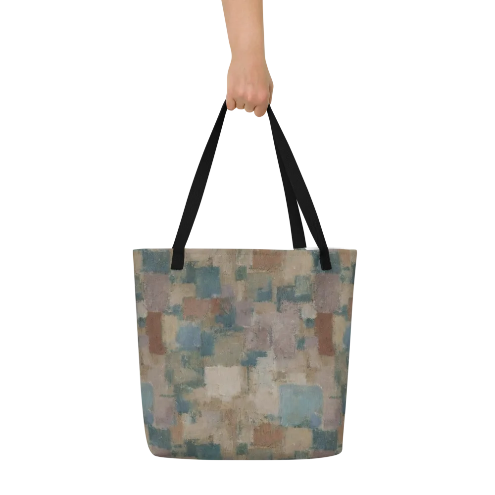 Muted Mosaic on Large Tote Bag W/ Pocket — Front