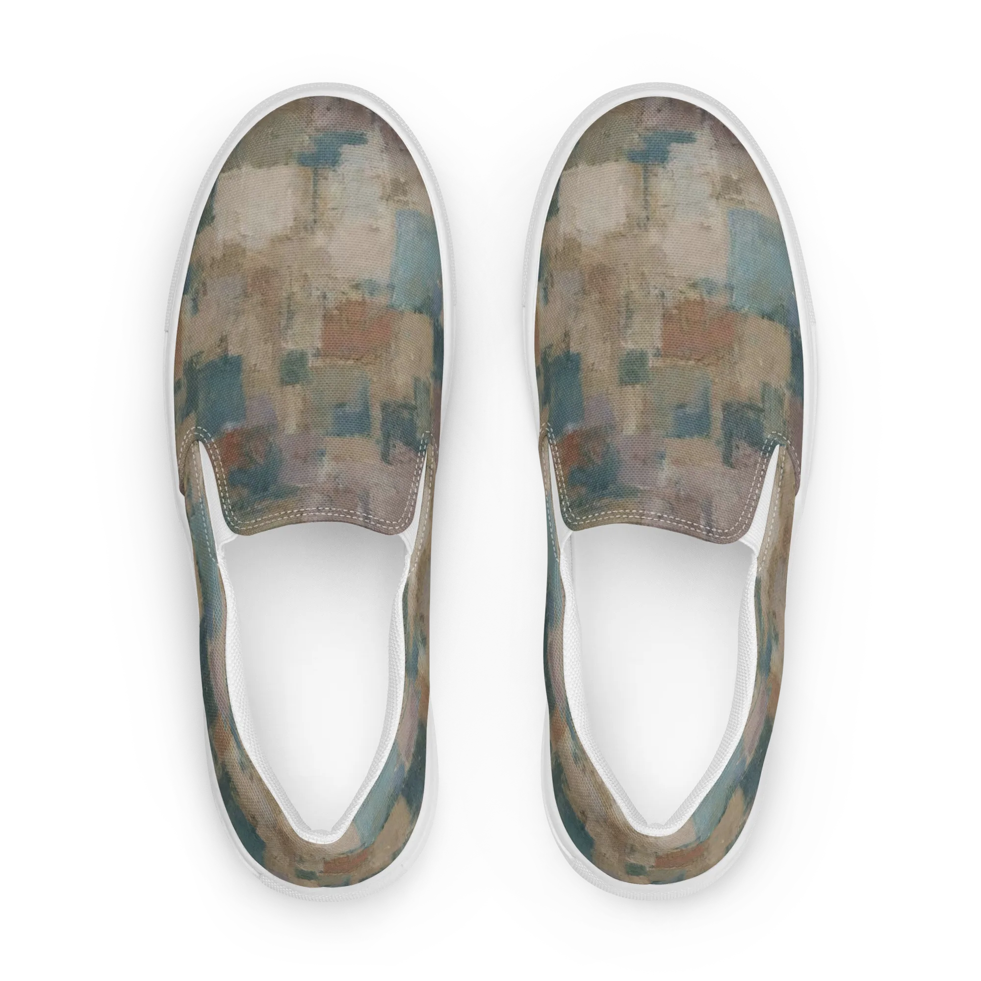 Muted Mosaic on Women's Slip-On Canvas Shoes — Front