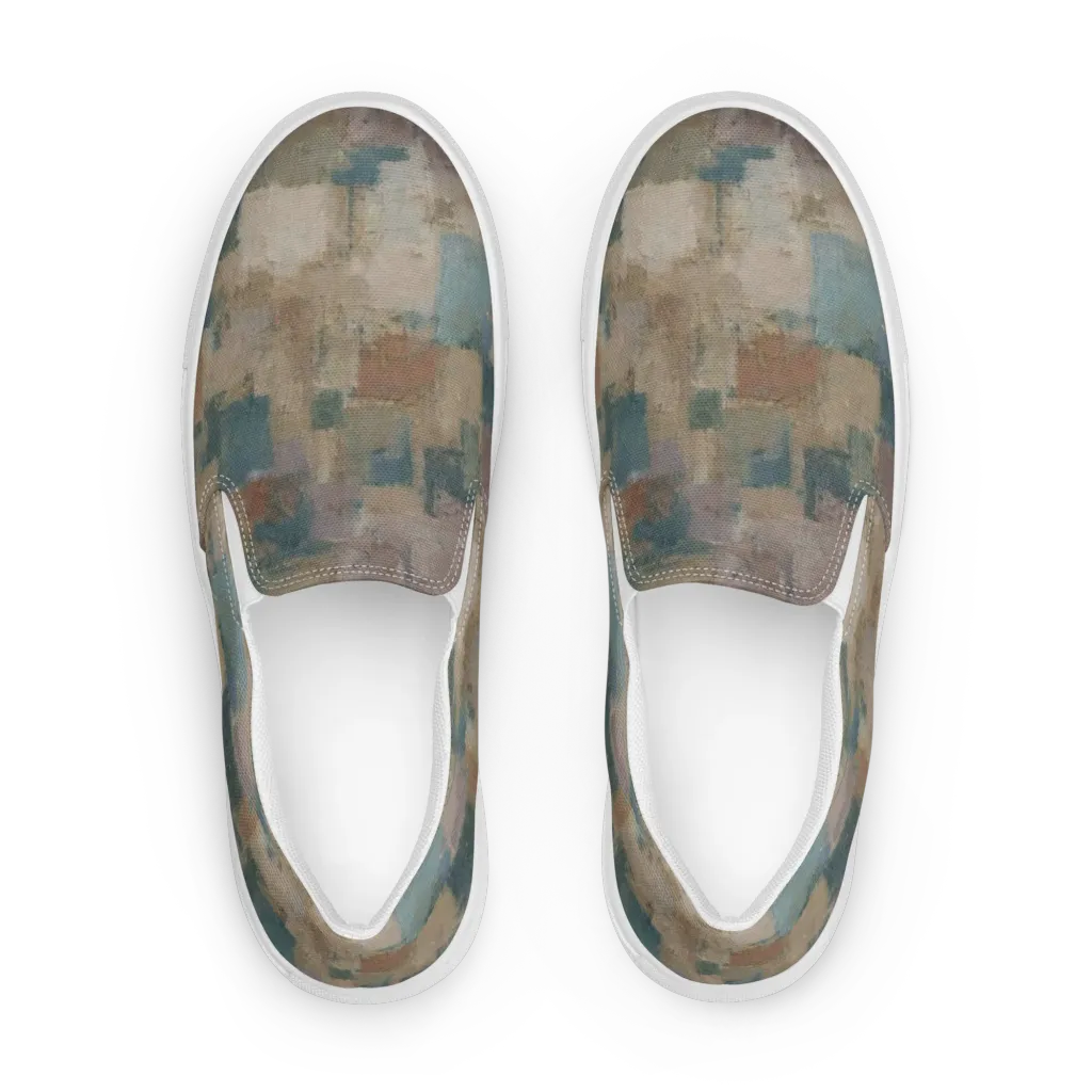 Muted Mosaic on Women's Slip-On Canvas Shoes — Front