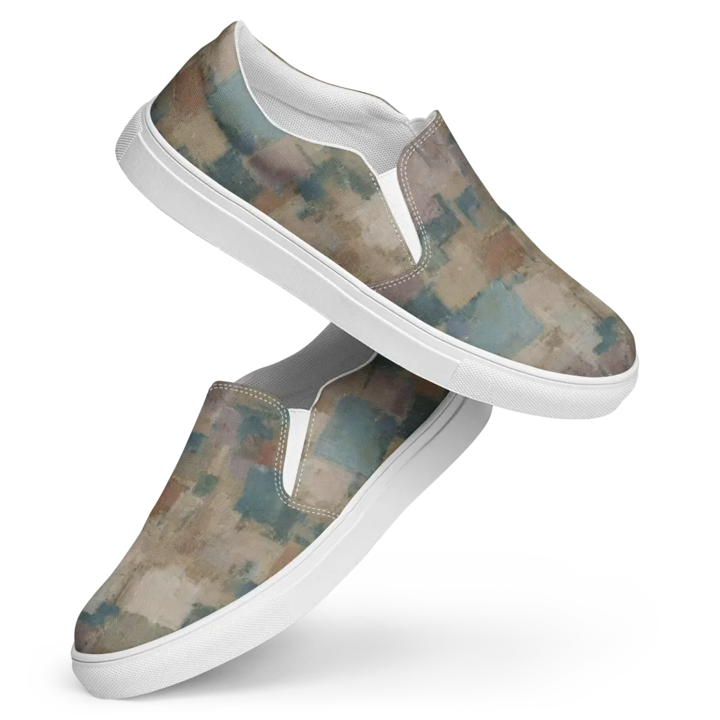 Muted Mosaic on Women's Slip-On Canvas Shoes — Front