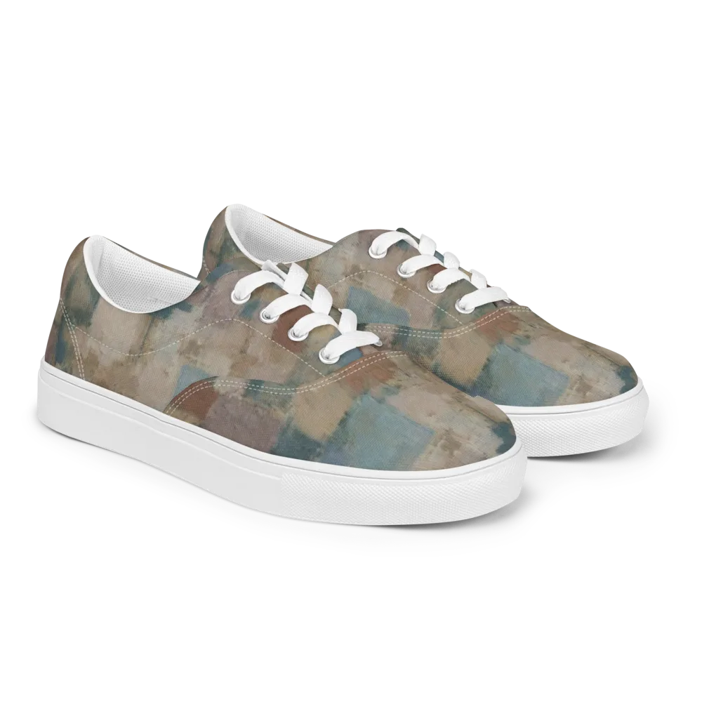 Muted Mosaic on Men's Lace-Up Canvas Shoes — Right Front
