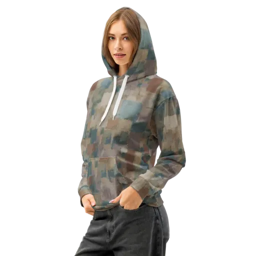Muted Mosaic on a Cotton Hoodie