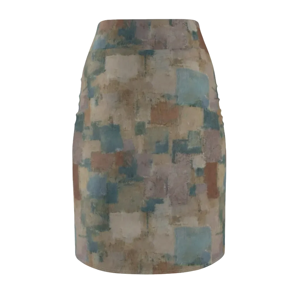 Muted Mosaic on Pencil Skirt — Back