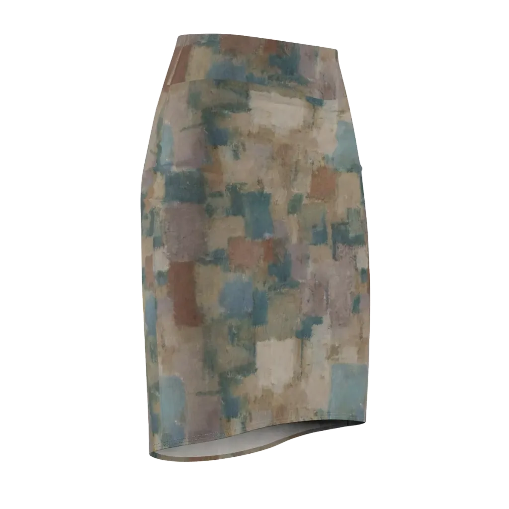 Muted Mosaic on Pencil Skirt — Front Side