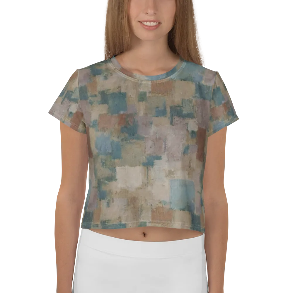 Muted Mosaic on Crop Tee — Front
