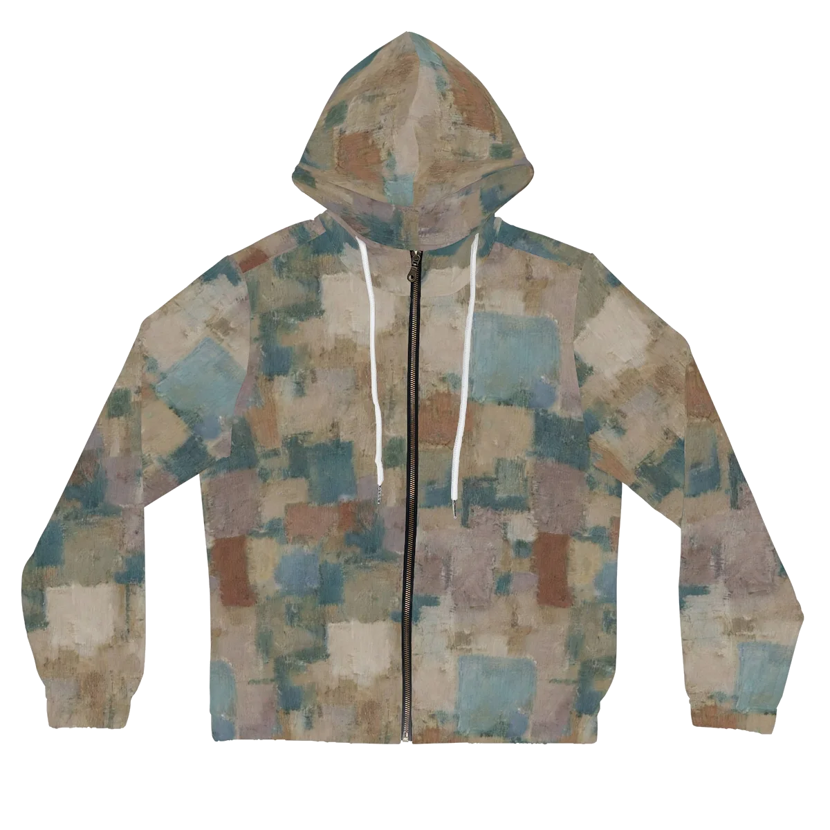 Muted Mosaic on Women's Full-Zip Hoodie — Front