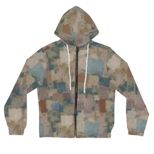 Muted Mosaic on a Women's Full-Zip Hoodie