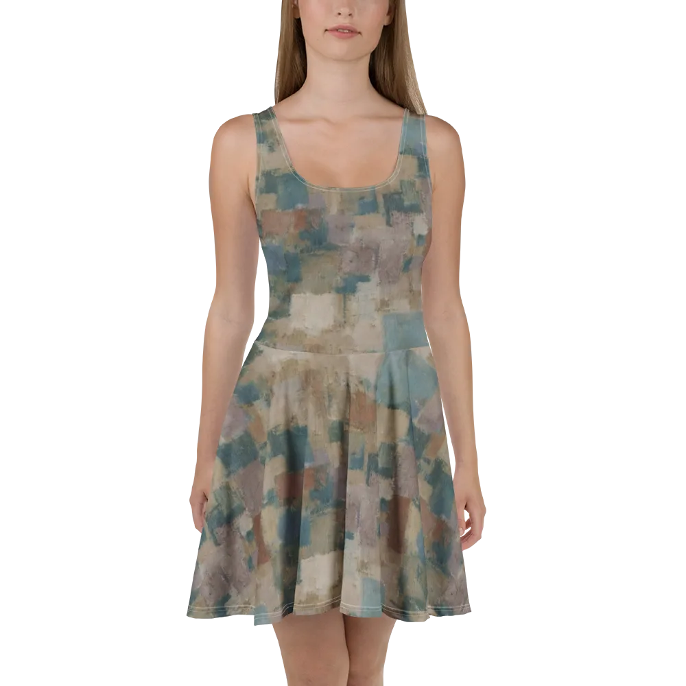 Muted Mosaic on Skater Dress — Front