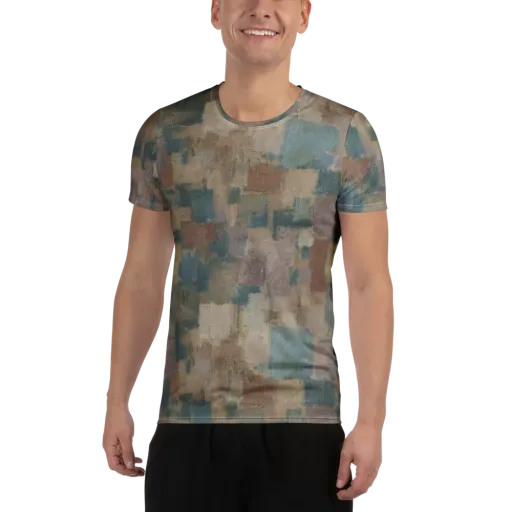 Muted Mosaic on a Men's Athletic T-Shirt
