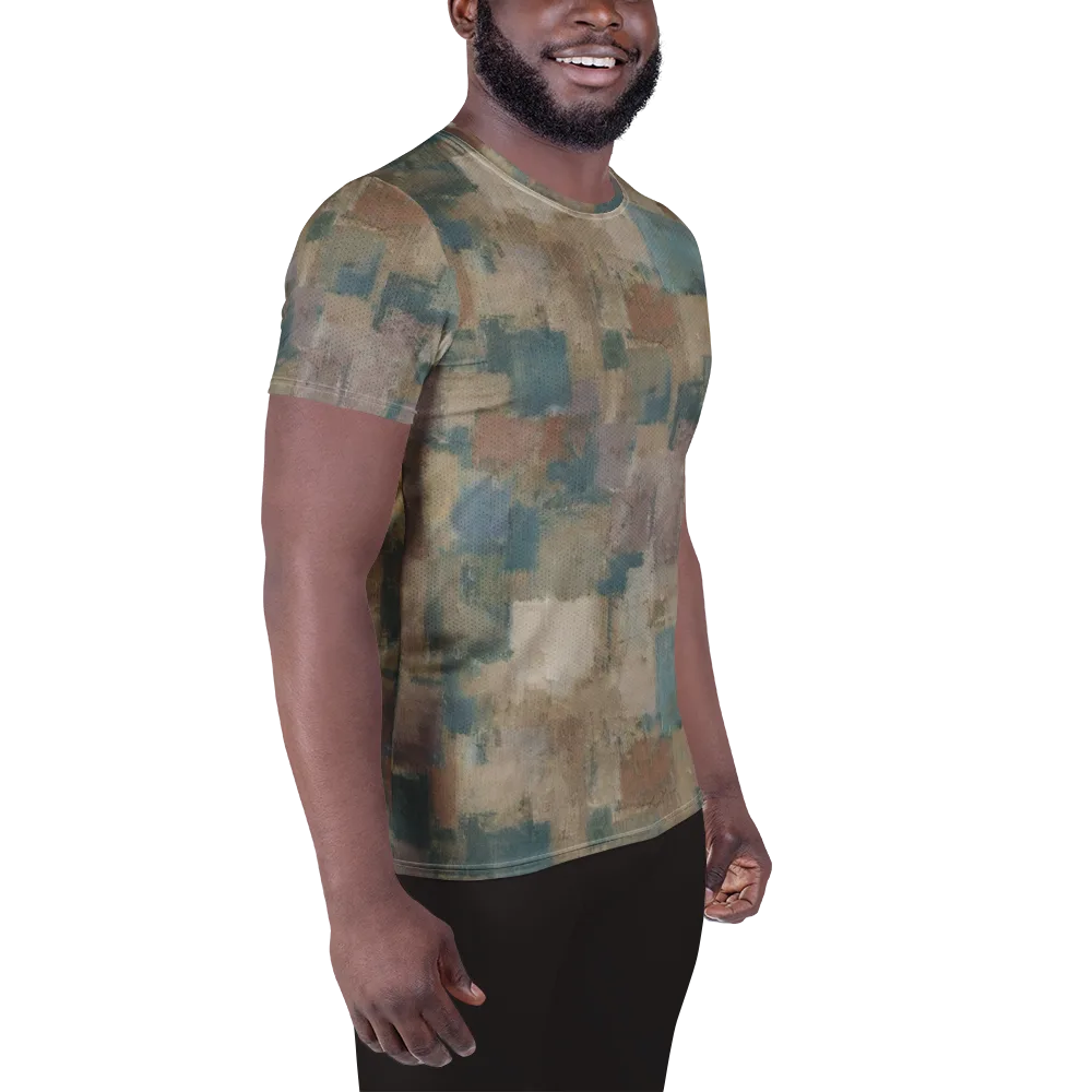 Muted Mosaic on Men's Athletic T-Shirt — Right