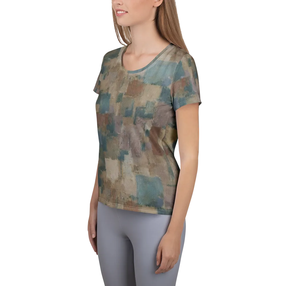 Muted Mosaic on Women's Athletic T-Shirt — Left