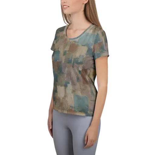 Muted Mosaic on a Women's Athletic T-Shirt