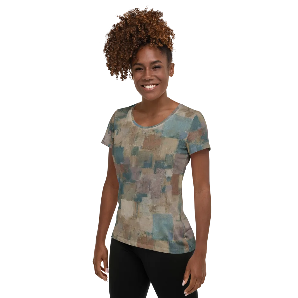 Muted Mosaic on Women's Athletic T-Shirt — Left