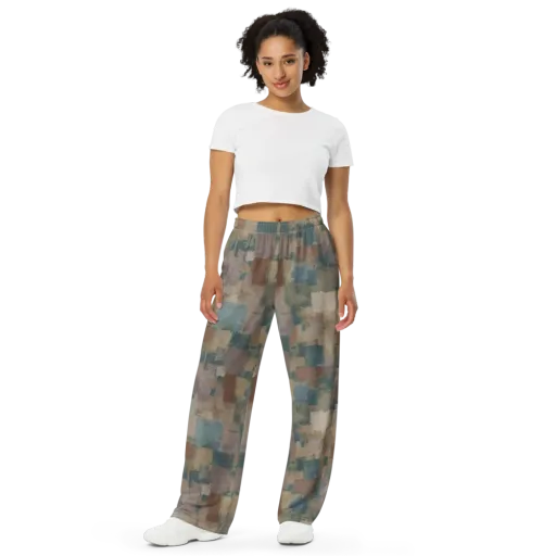 Muted Mosaic on a Wide-Leg Pants