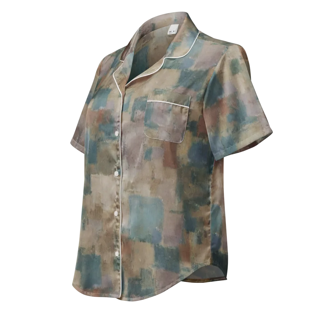 Muted Mosaic on Women's Short Sleeve Pajama Top — Left Front