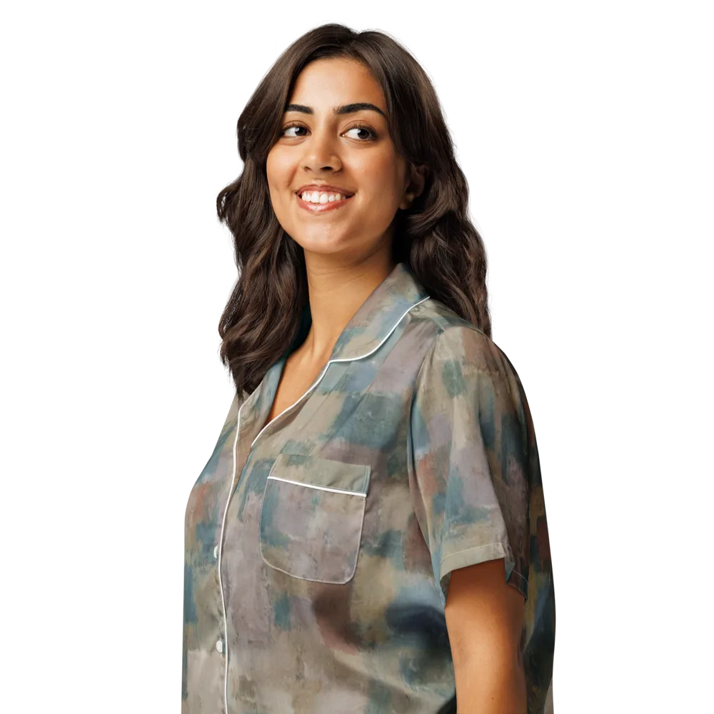 Muted Mosaic on Women's Short Sleeve Pajama Top — Left Front