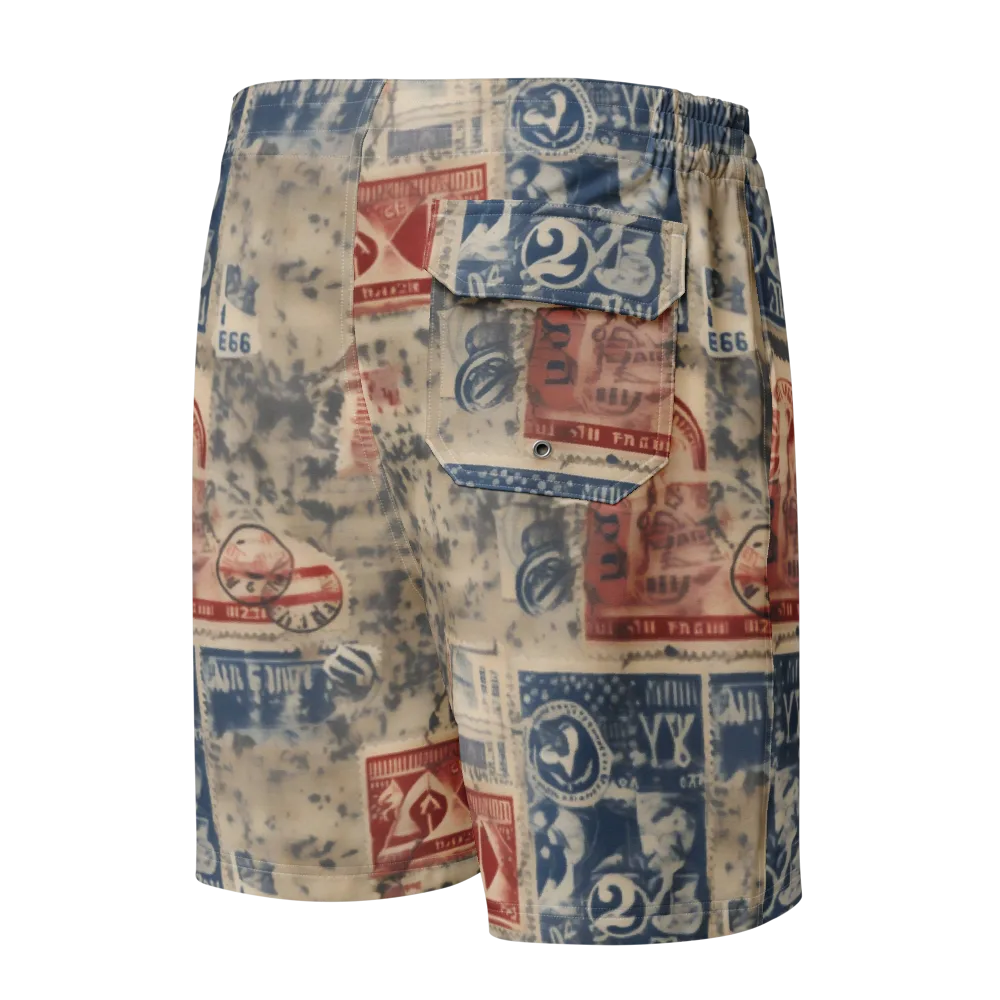 Stampede Blue on Men's Board Shorts — Back