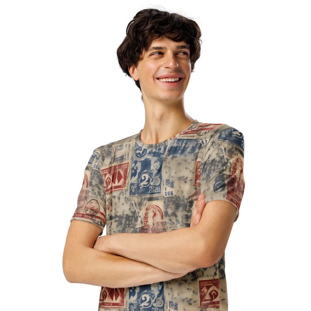 Stampede Blue on Men's Crew Neck T-Shirt — Left Front