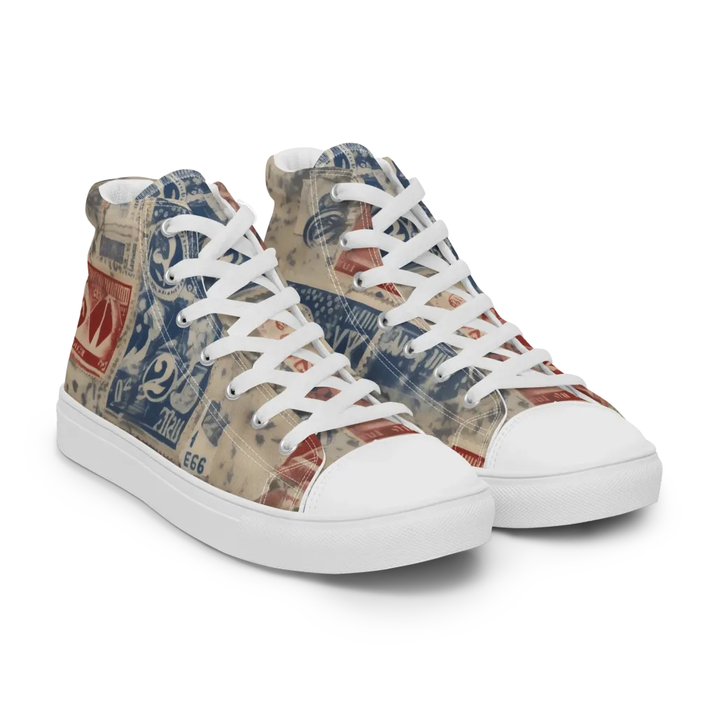 Stampede Blue on Men's High Top Canvas Shoes — Right Front