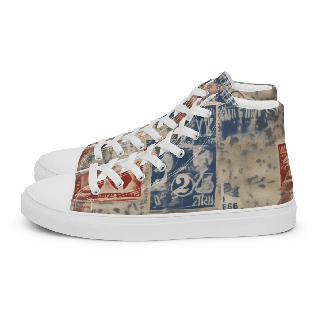 Stampede Blue on Men's High Top Canvas Shoes — Left