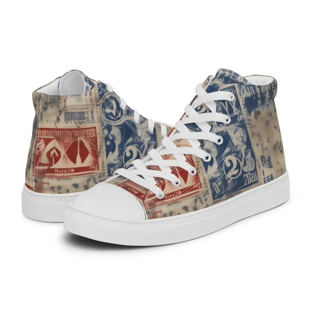 Stampede Blue on Men's High Top Canvas Shoes — Left