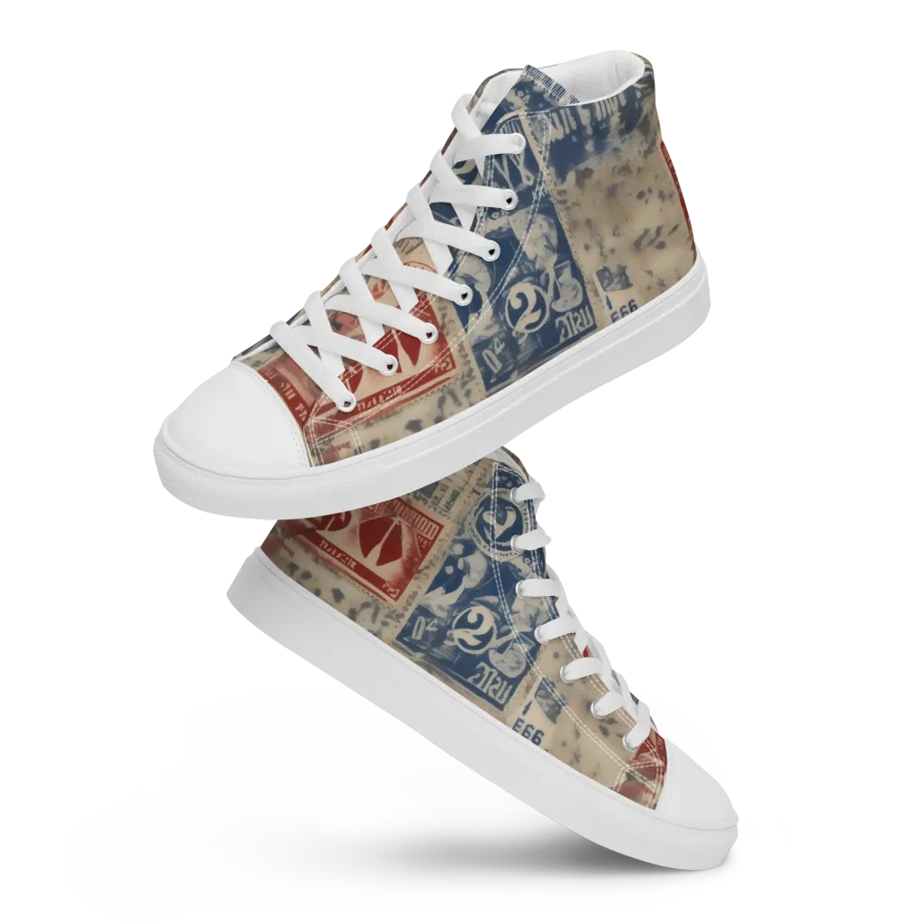 Stampede Blue on Men's High Top Canvas Shoes — Front