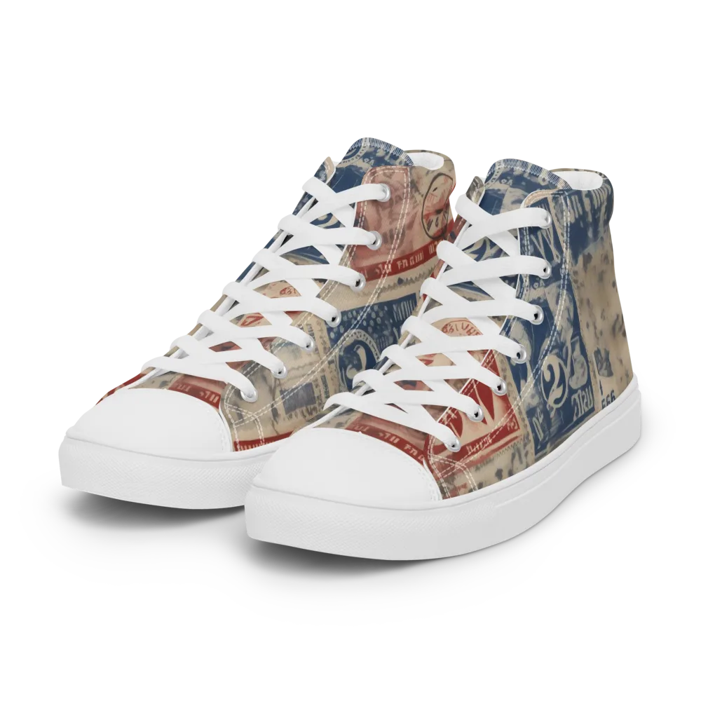 Stampede Blue on Women's High Top Canvas Shoes — Left Front