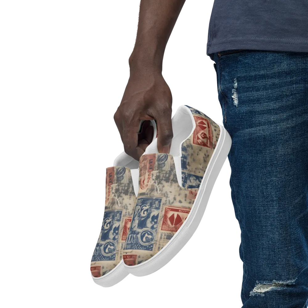 Stampede Blue on Men's Slip-On Canvas Shoes — Left Front