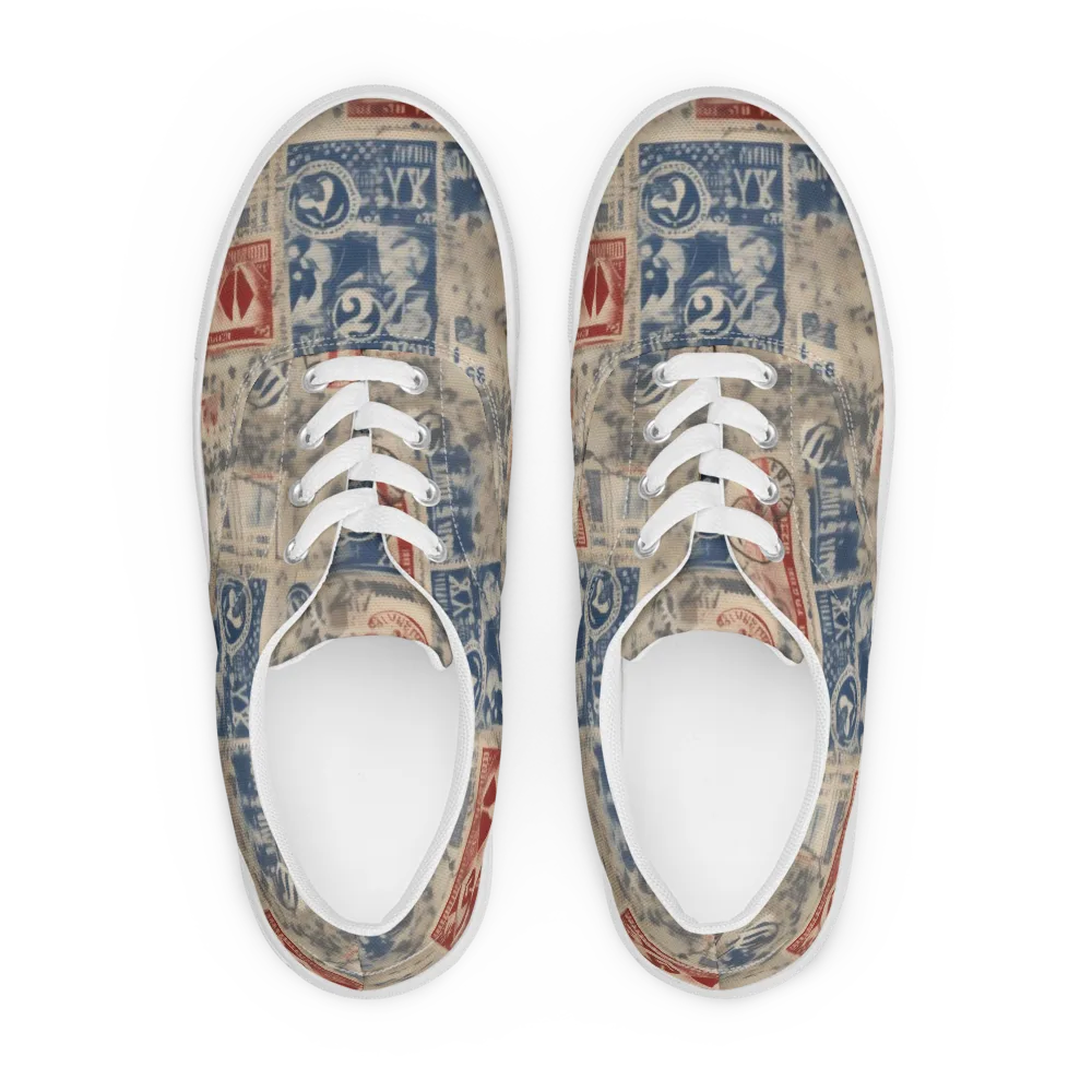 Stampede Blue on Men's Lace-Up Canvas Shoes — Front