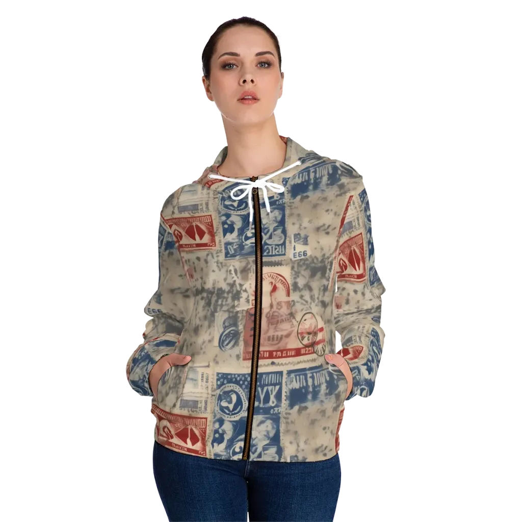 Stampede Blue on Women's Full-Zip Hoodie — Front On Person
