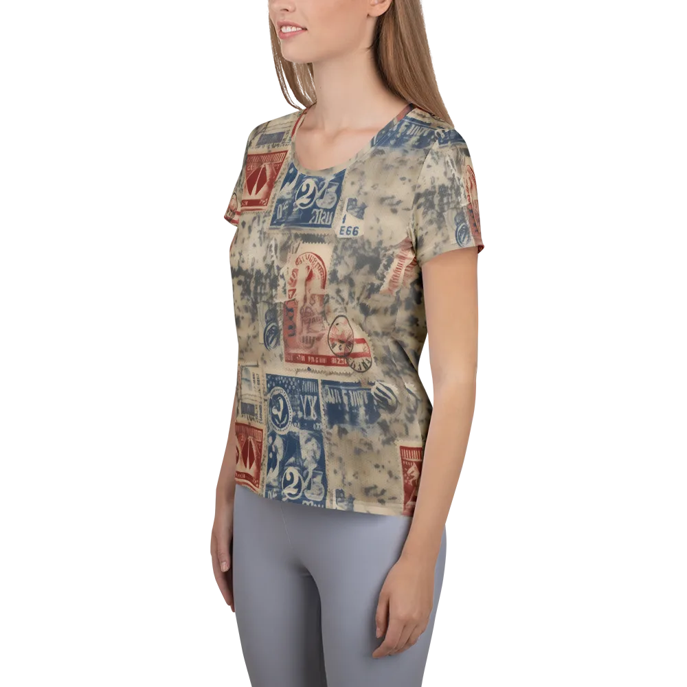 Stampede Blue on Women's Athletic T-Shirt — Left