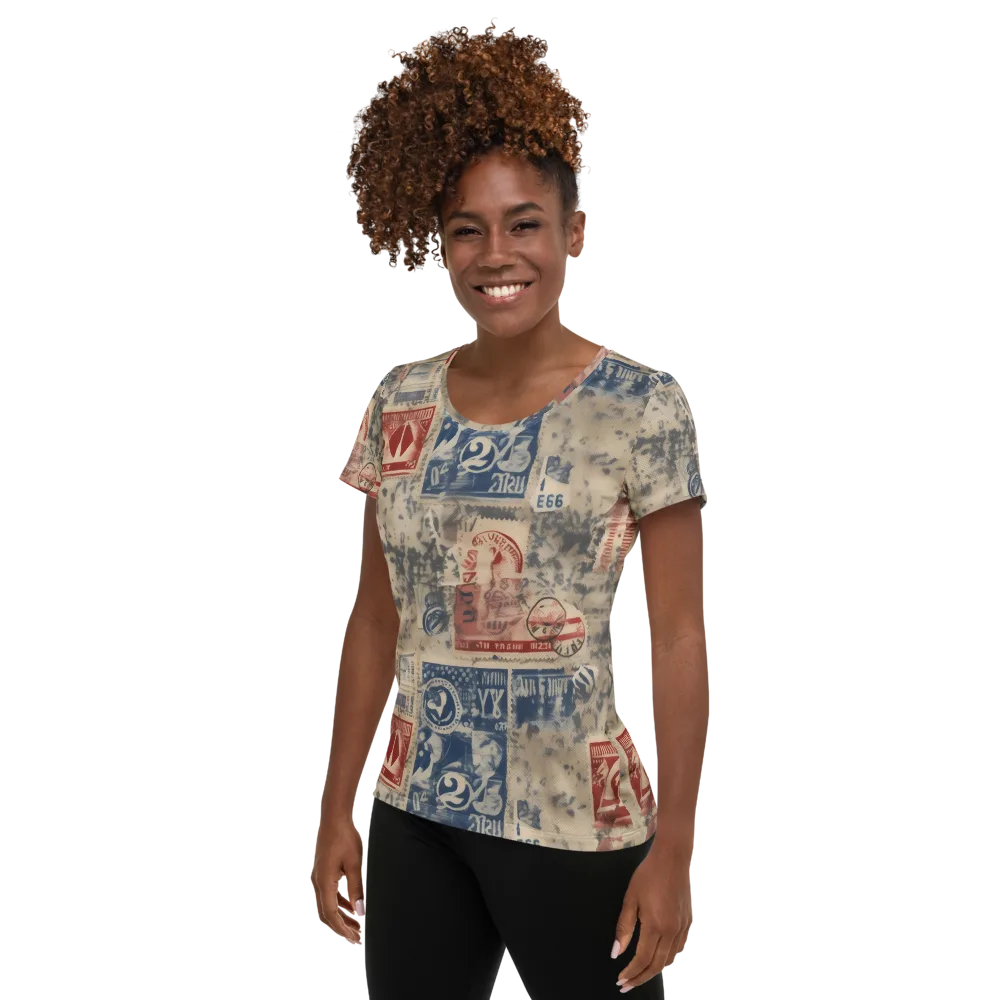 Stampede Blue on Women's Athletic T-Shirt — Left