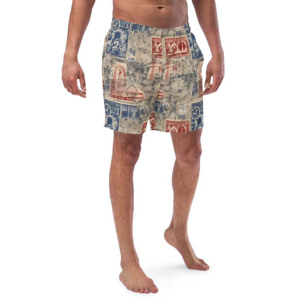 Stampede Blue on Swim Trunks — Front