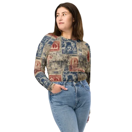 Stampede Blue on a Long Sleeve Crop Top