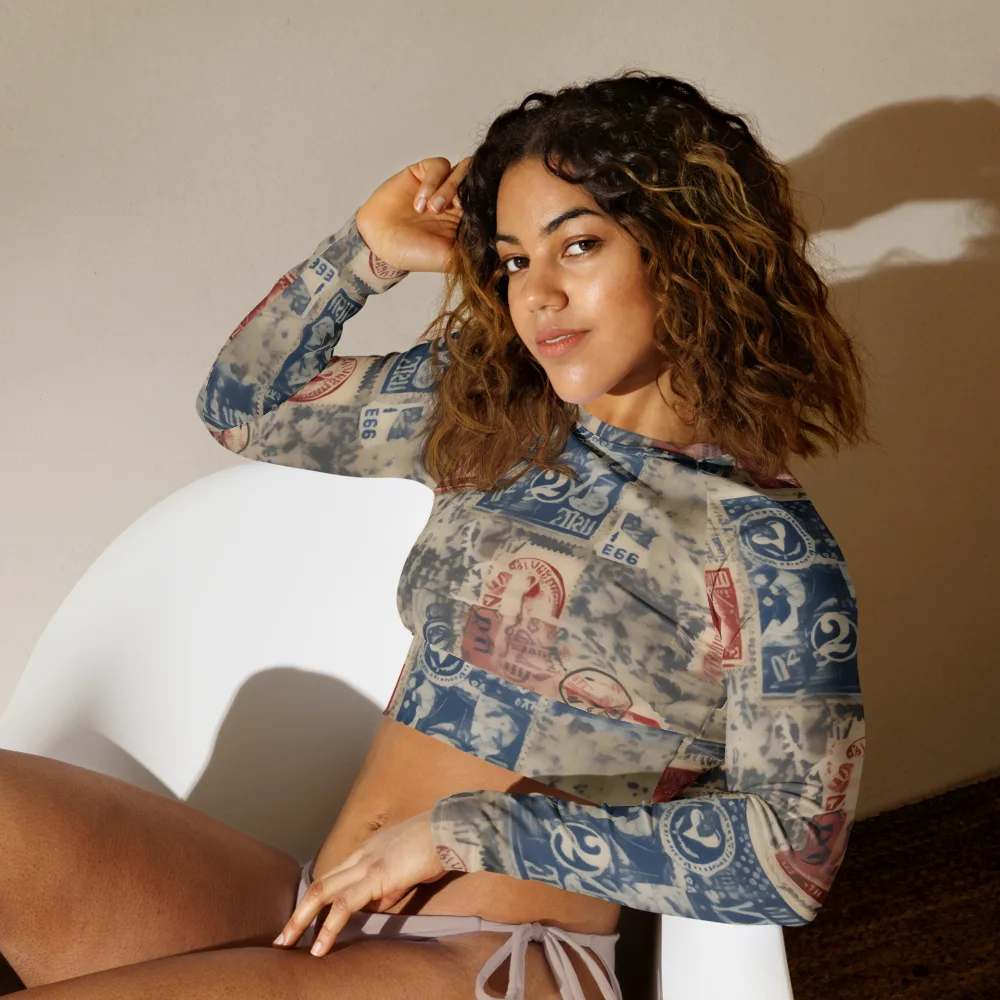 Stampede Blue on Long Sleeve Crop Top — Left Front