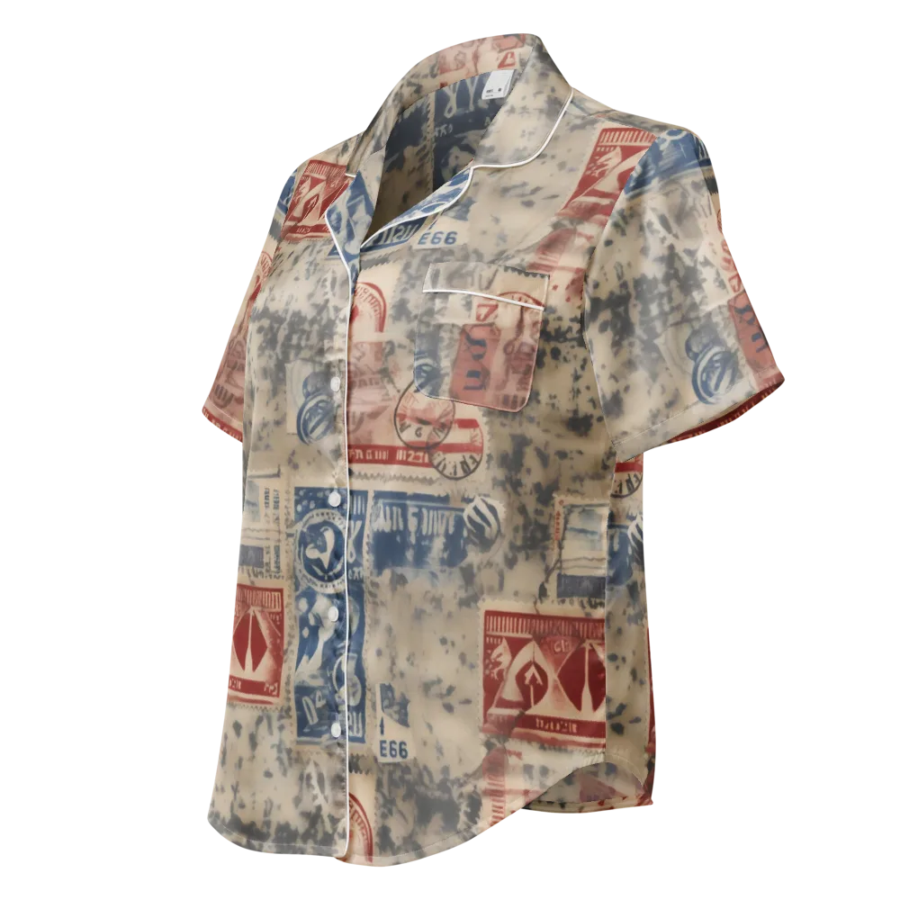 Stampede Blue on Women's Short Sleeve Pajama Top — Left Front