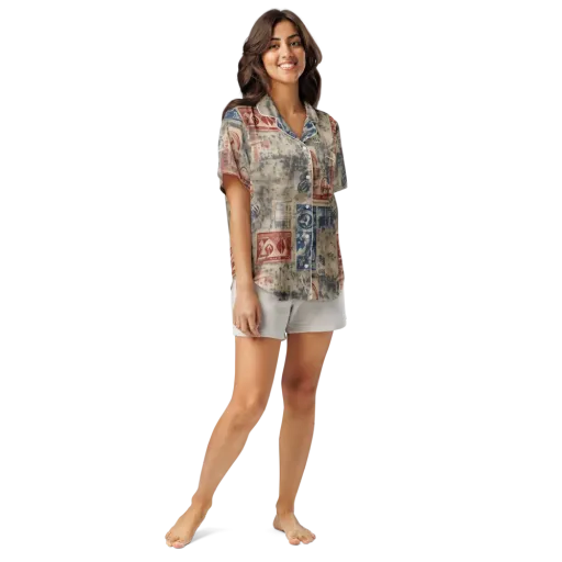 Stampede Blue on a Women's Short Sleeve Pajama Top