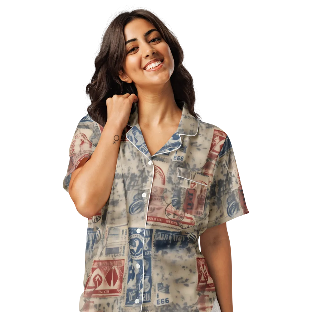 Stampede Blue on Women's Short Sleeve Pajama Top — Front