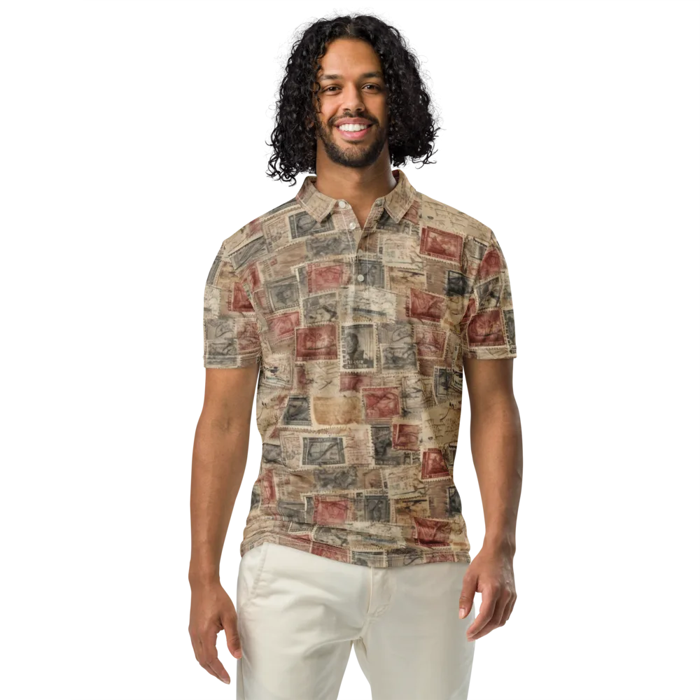 Archive in Red on Men's Slim Fit Polo Shirt — Front