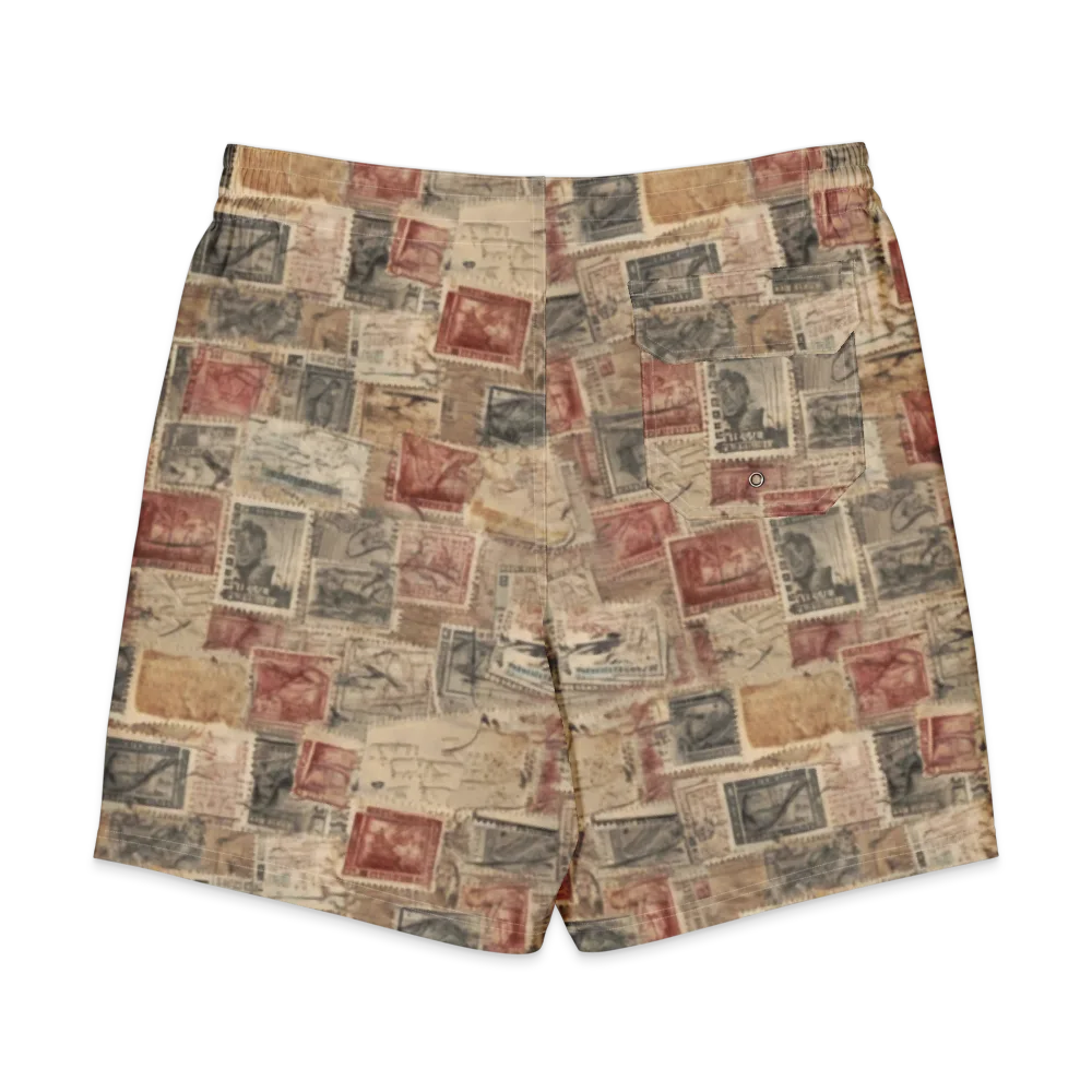 Archive in Red on Men's Board Shorts — Back