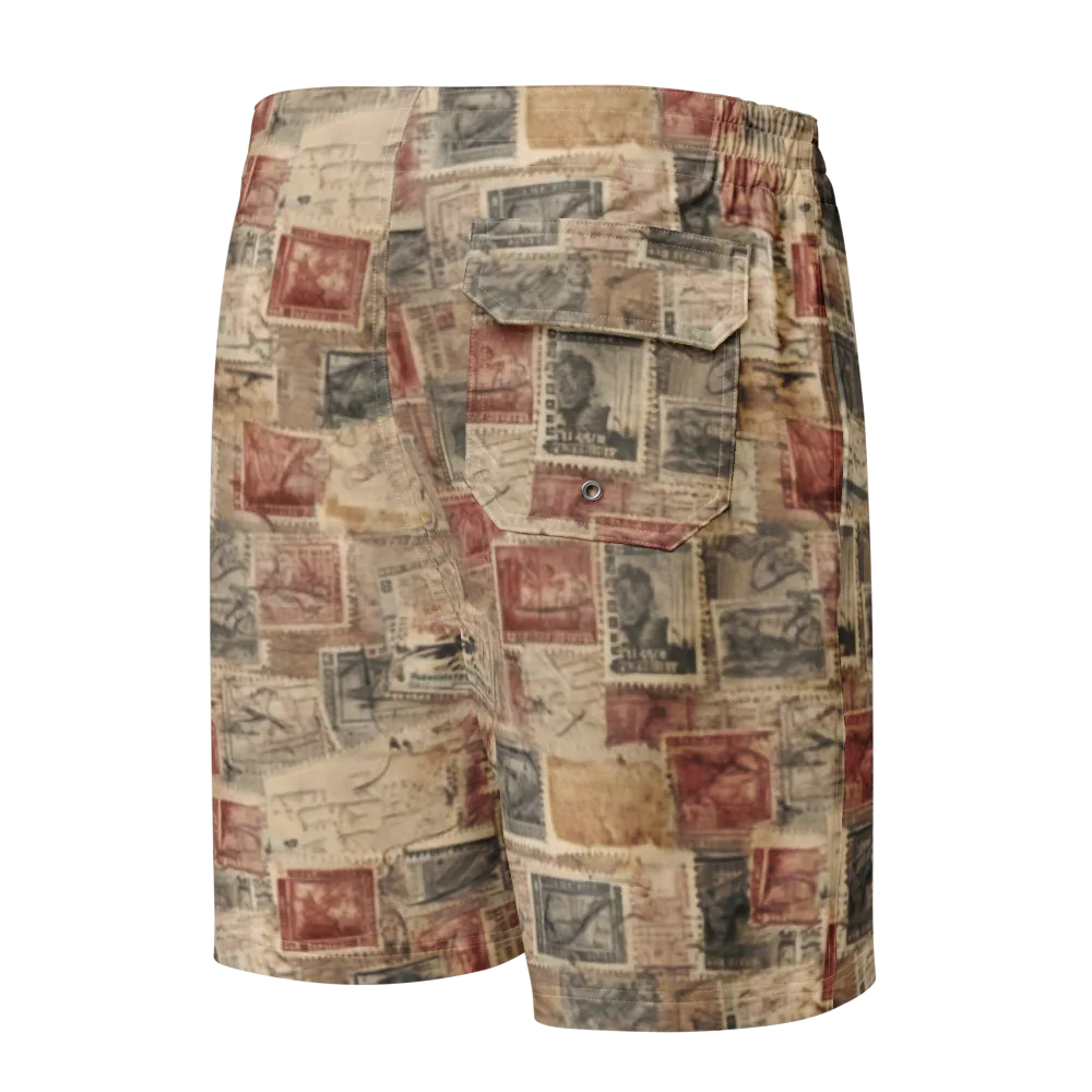 Archive in Red on Men's Board Shorts — Back
