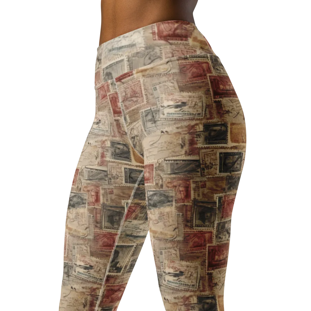 Archive in Red on Yoga Leggings — Left Front